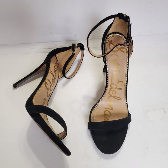 Sam Edelman Ariella Ankle Strap Heels Black Suede Size 9.5 - Picture 1 of 12